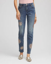 Chico's - Embellished Starbursts Girlfriend Slim Ankle Jeans