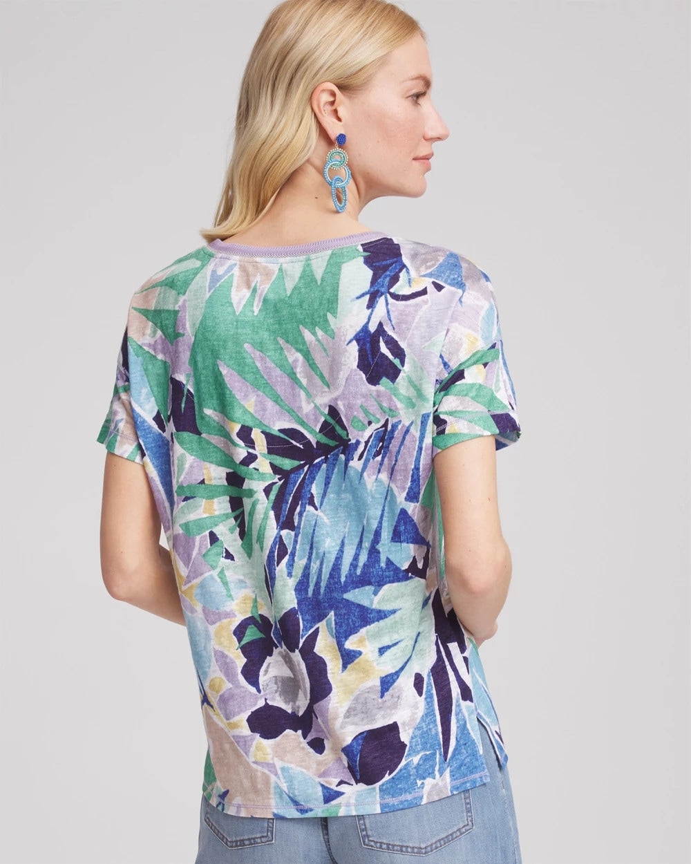 Chico's - Tropical Nights Sweater-Trim Linen Tee