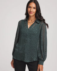 Chico's - Clip-Dot Billow-Sleeve Blouse