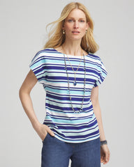Chico's - Stripe Modern Cap Sleeve Tee