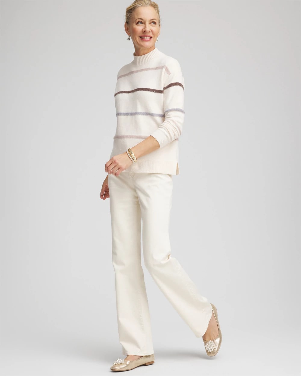 Chico's - Sequined Stripe Pullover Sweater