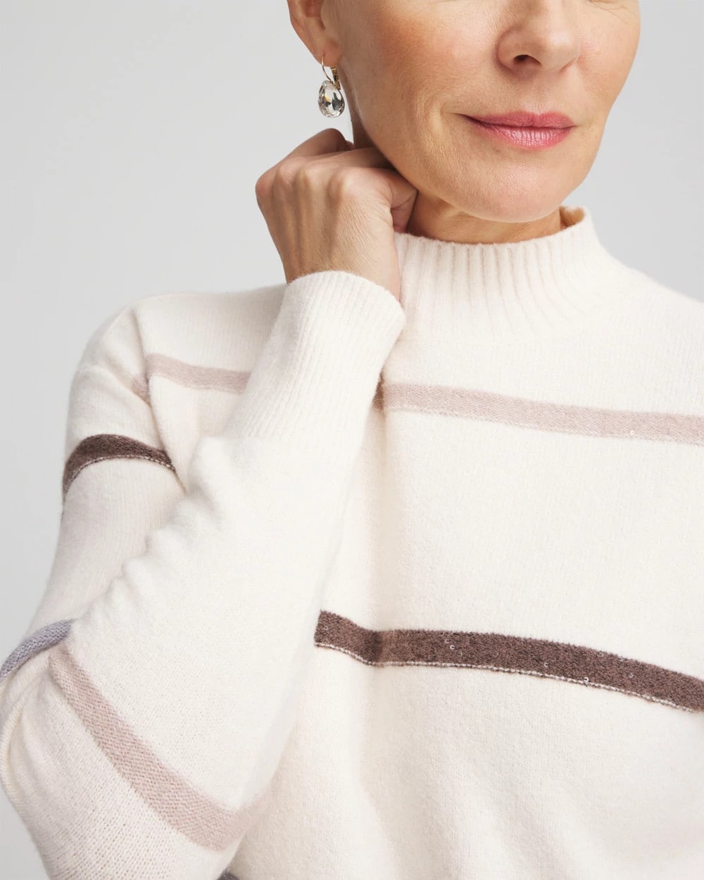 Chico's - Sequined Stripe Pullover Sweater