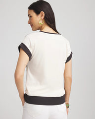 Chico's - Floral Rib-Knit Satin Top
