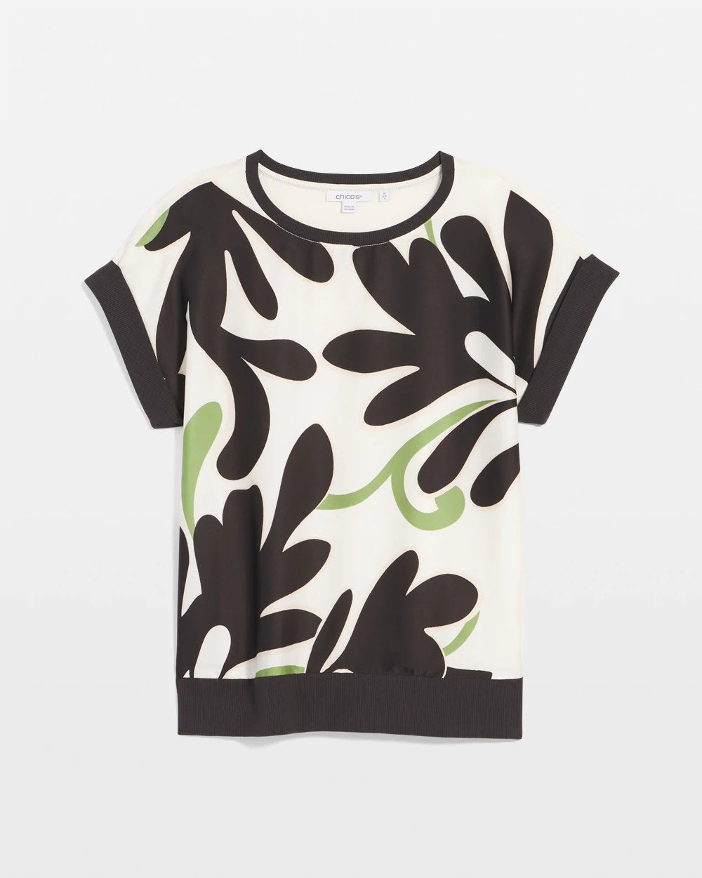 Chico's - Floral Rib-Knit Satin Top