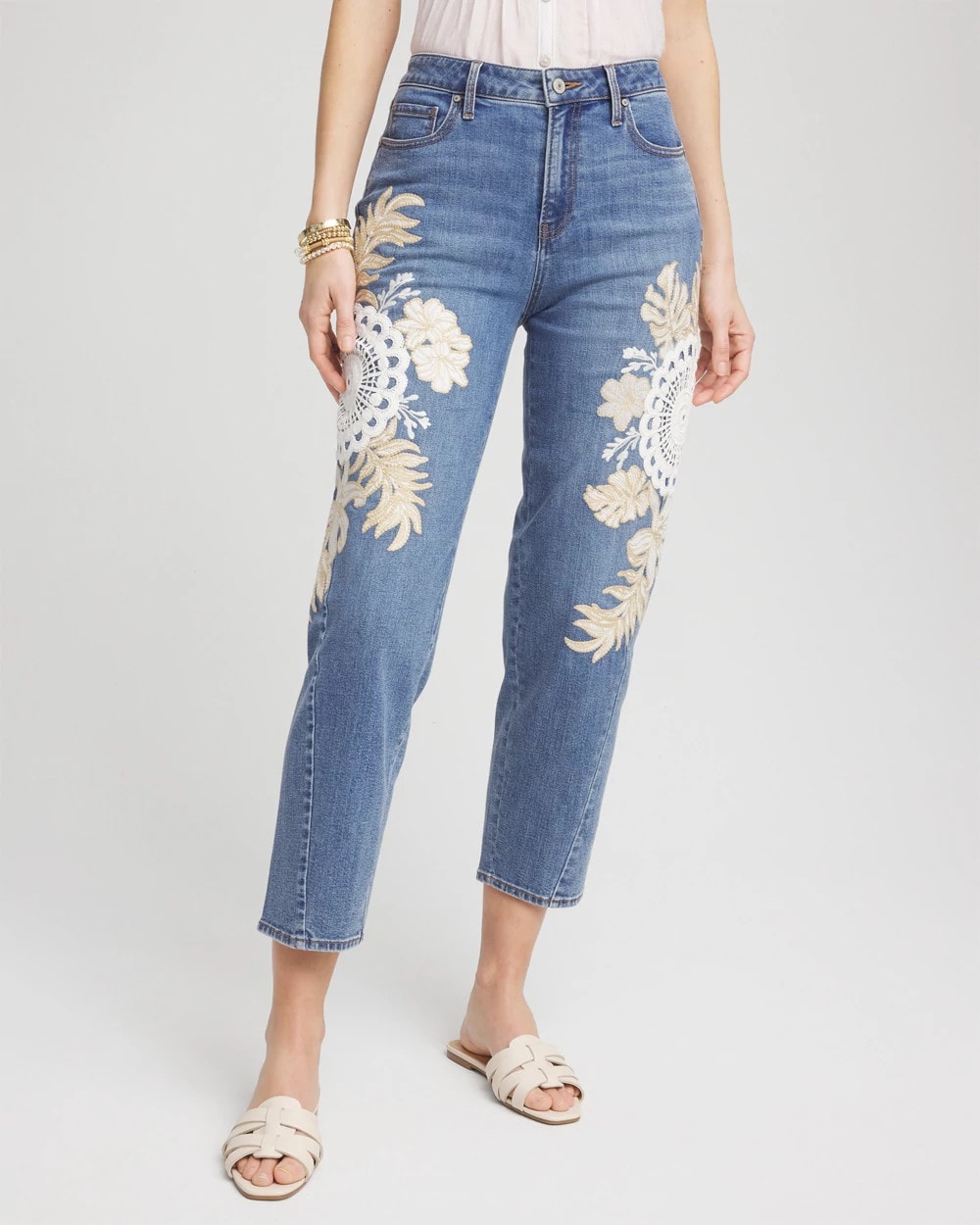 Chico's - Embellished Tapered Cropped Jean