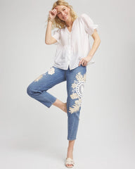 Chico's - Embellished Tapered Cropped Jean