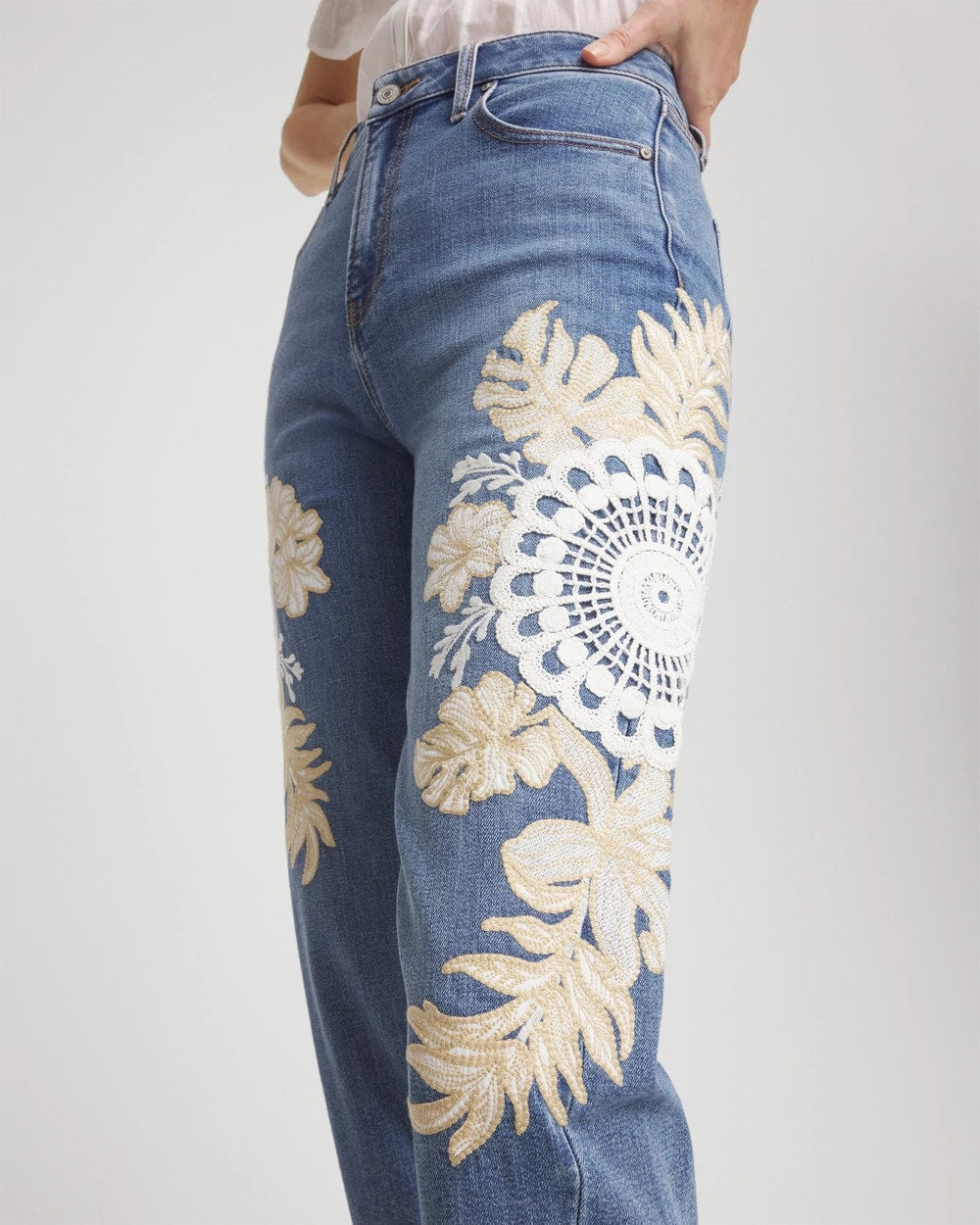 Chico's - Embellished Tapered Cropped Jean