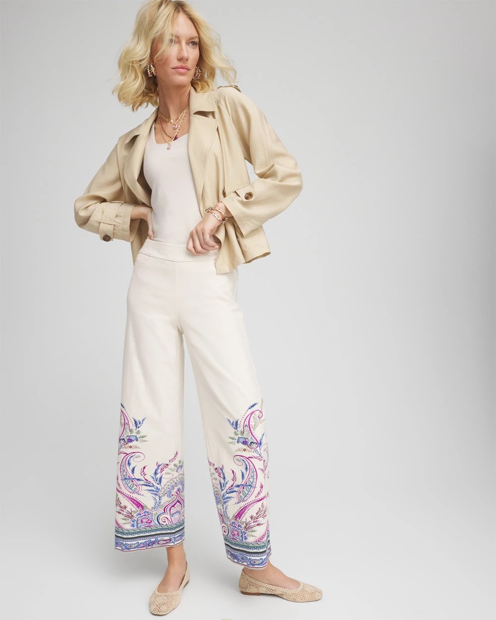 Chico's - Brigitte™ Paisley Wide-Leg Cropped Pants