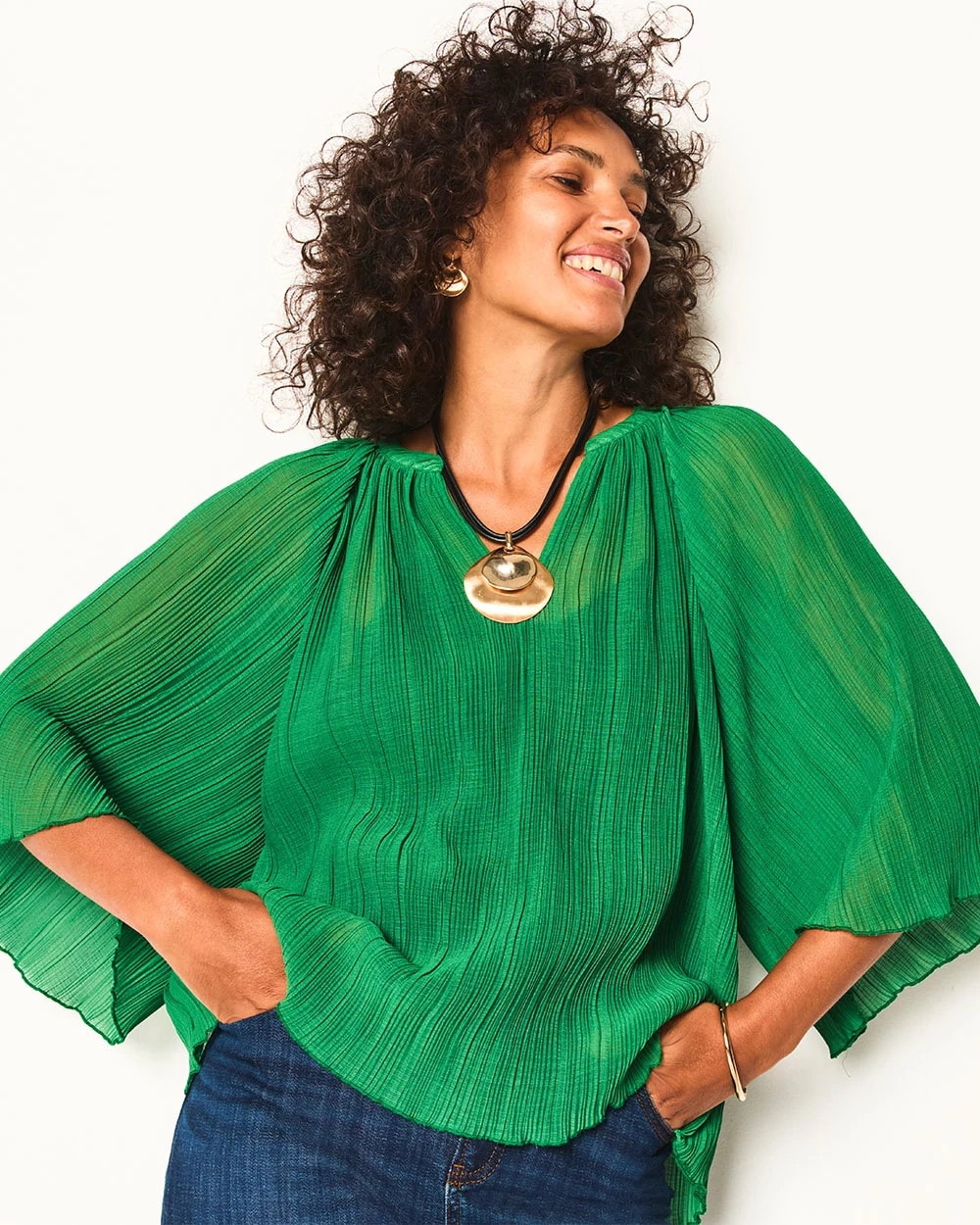 Chico's - Textured Pleated Chiffon Blouse