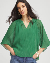 Chico's - Textured Pleated Chiffon Blouse