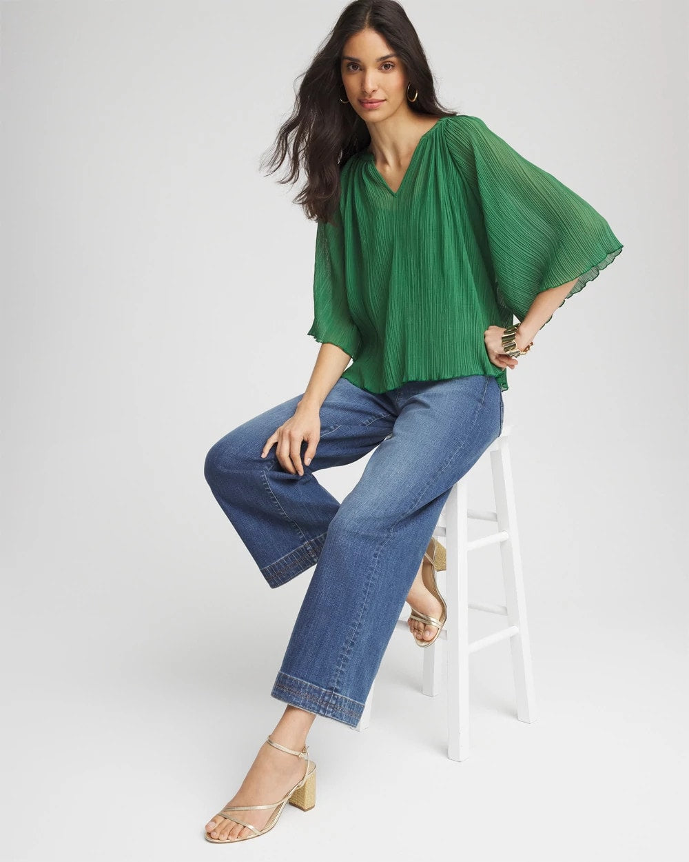 Chico's - Textured Pleated Chiffon Blouse