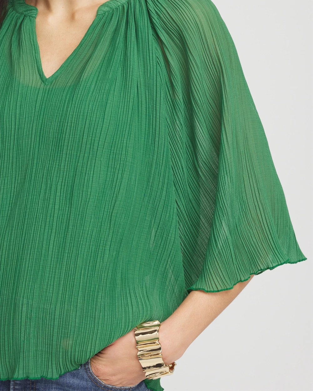 Chico's - Textured Pleated Chiffon Blouse