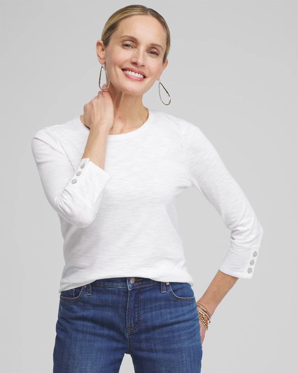 Chico's - 3/4 Sleeve Button Tee