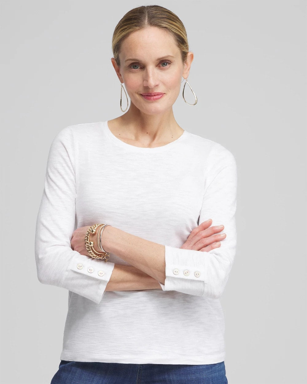 Chico's - 3/4 Sleeve Button Tee