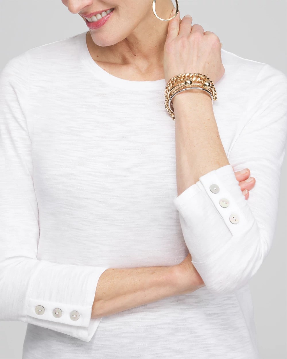Chico's - 3/4 Sleeve Button Tee