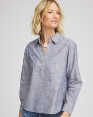 Chico's - Striped Soft Denim Popover