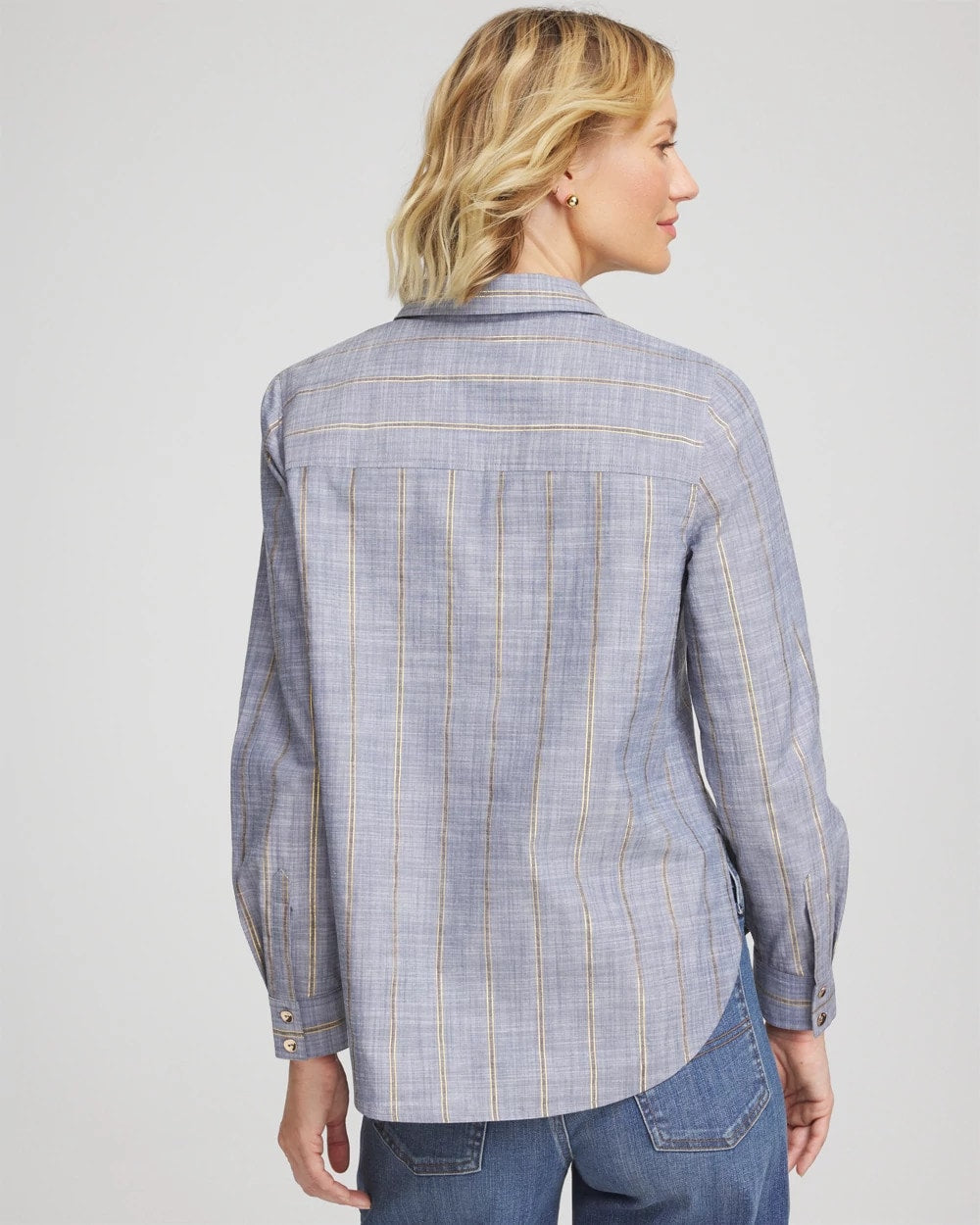 Chico's - Striped Soft Denim Popover