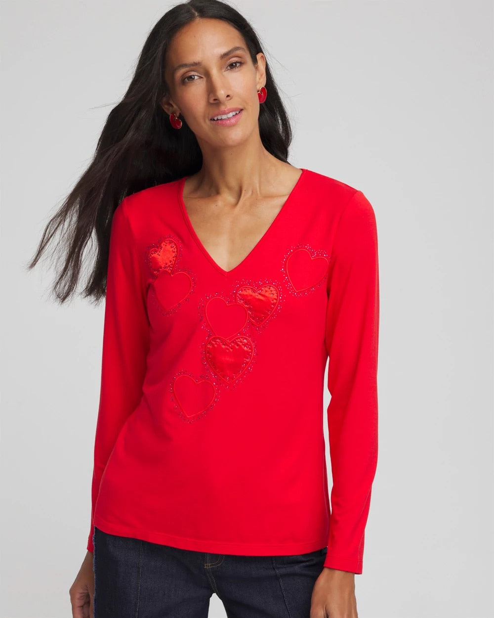 Chico's - Embellished Heart V-Neck Tee