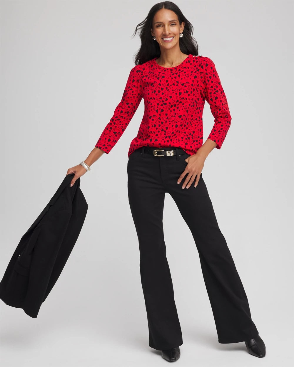 Chico's - Lover Girl Button Heart Tee