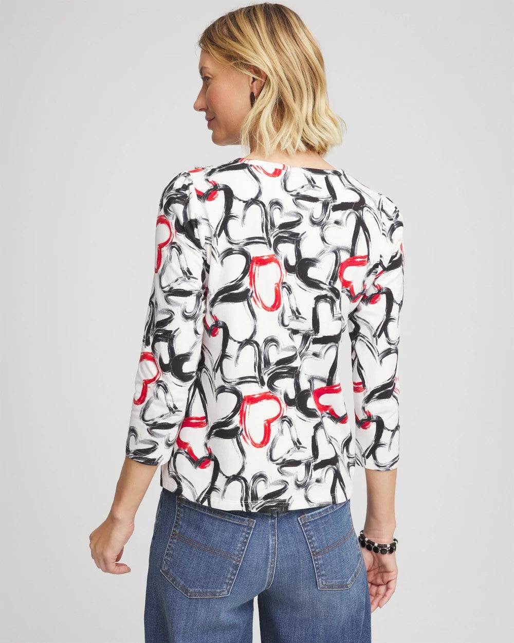 Chico's - Love Brush Button Heart Tee