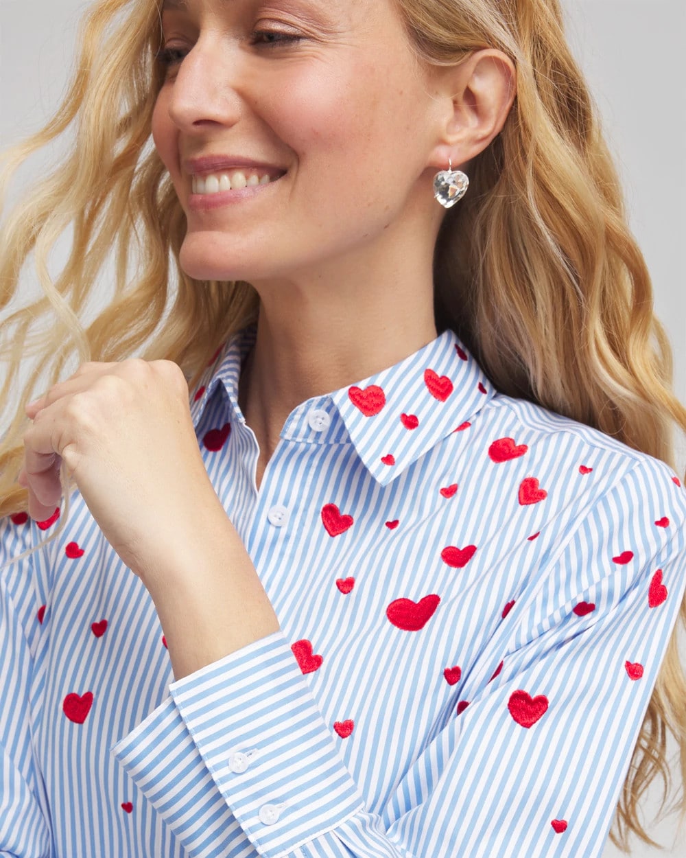 Chico's - V-Day Striped Poplin Shirt