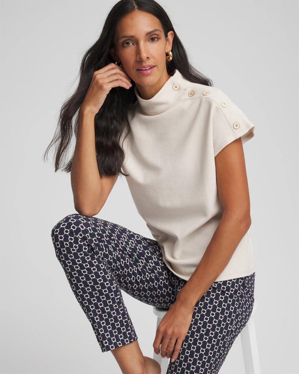 Chico's - Ottoman Cap Sleeve Tee