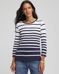 Chico's - Striped 3/4 Sleeve Perfect Tee
