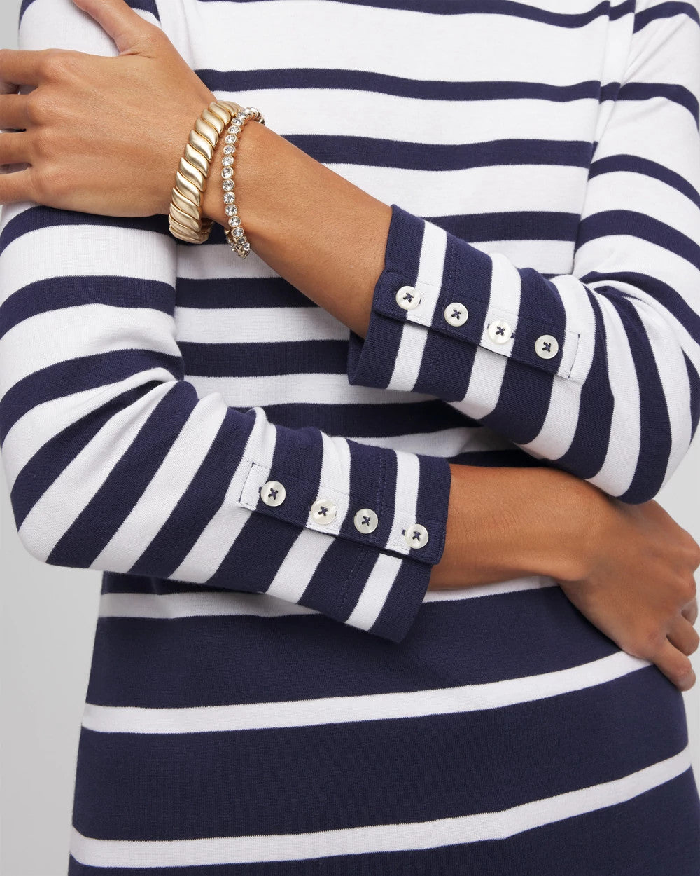 Chico's - Striped 3/4 Sleeve Perfect Tee