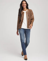 Chico's - Floral Cutwork Faux Leather Jacket