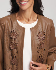 Chico's - Floral Cutwork Faux Leather Jacket