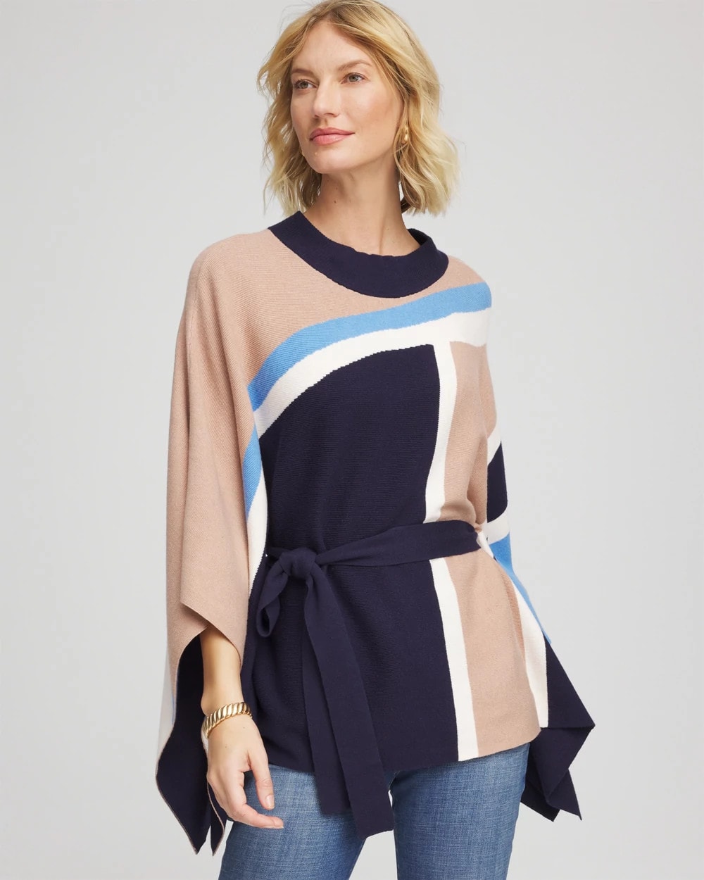 Chico's - Belted Colorblock Poncho