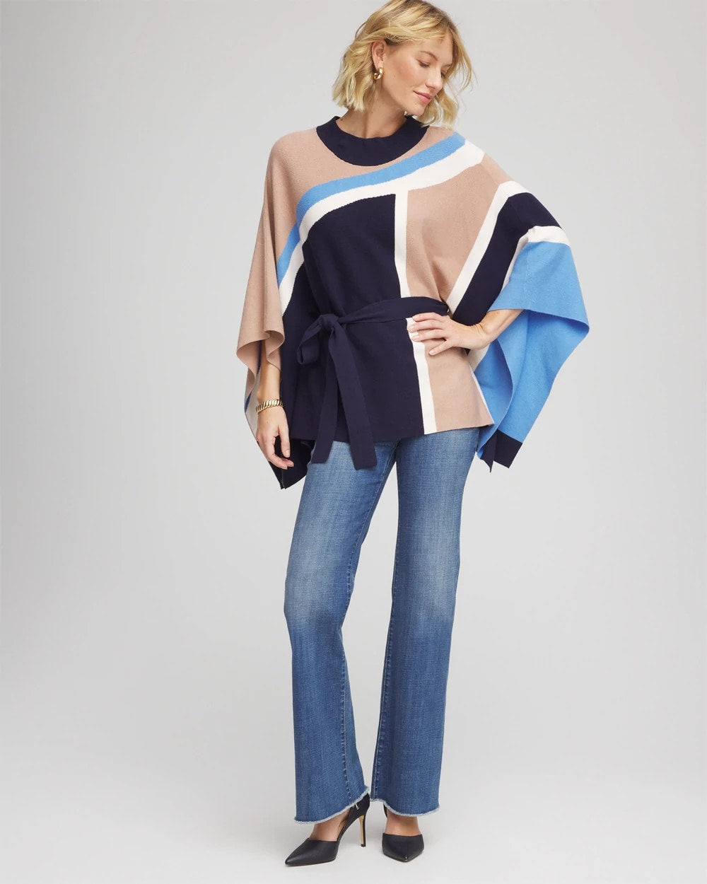 Chico's - Belted Colorblock Poncho