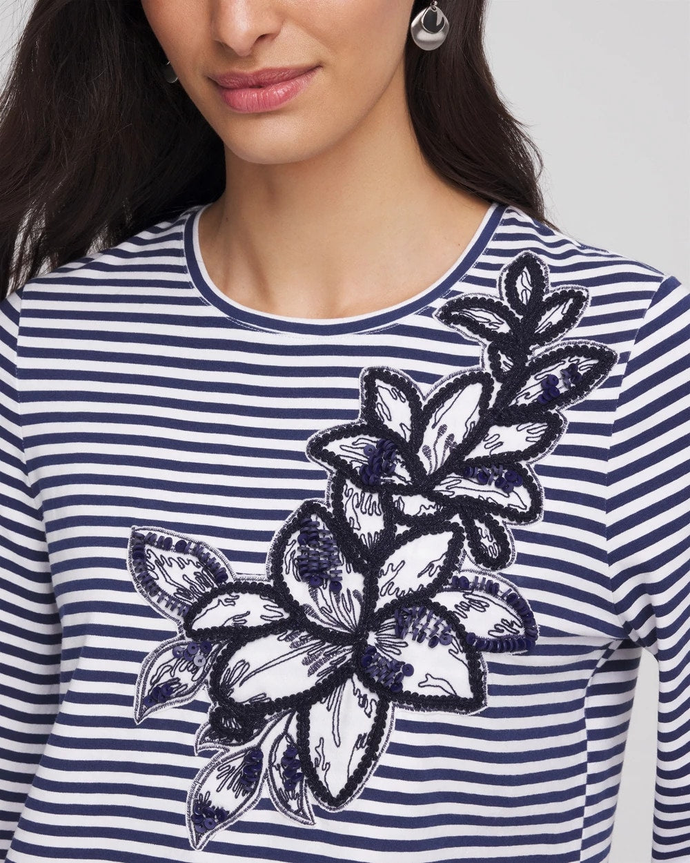 Chico's - Floral Embroidered Tee