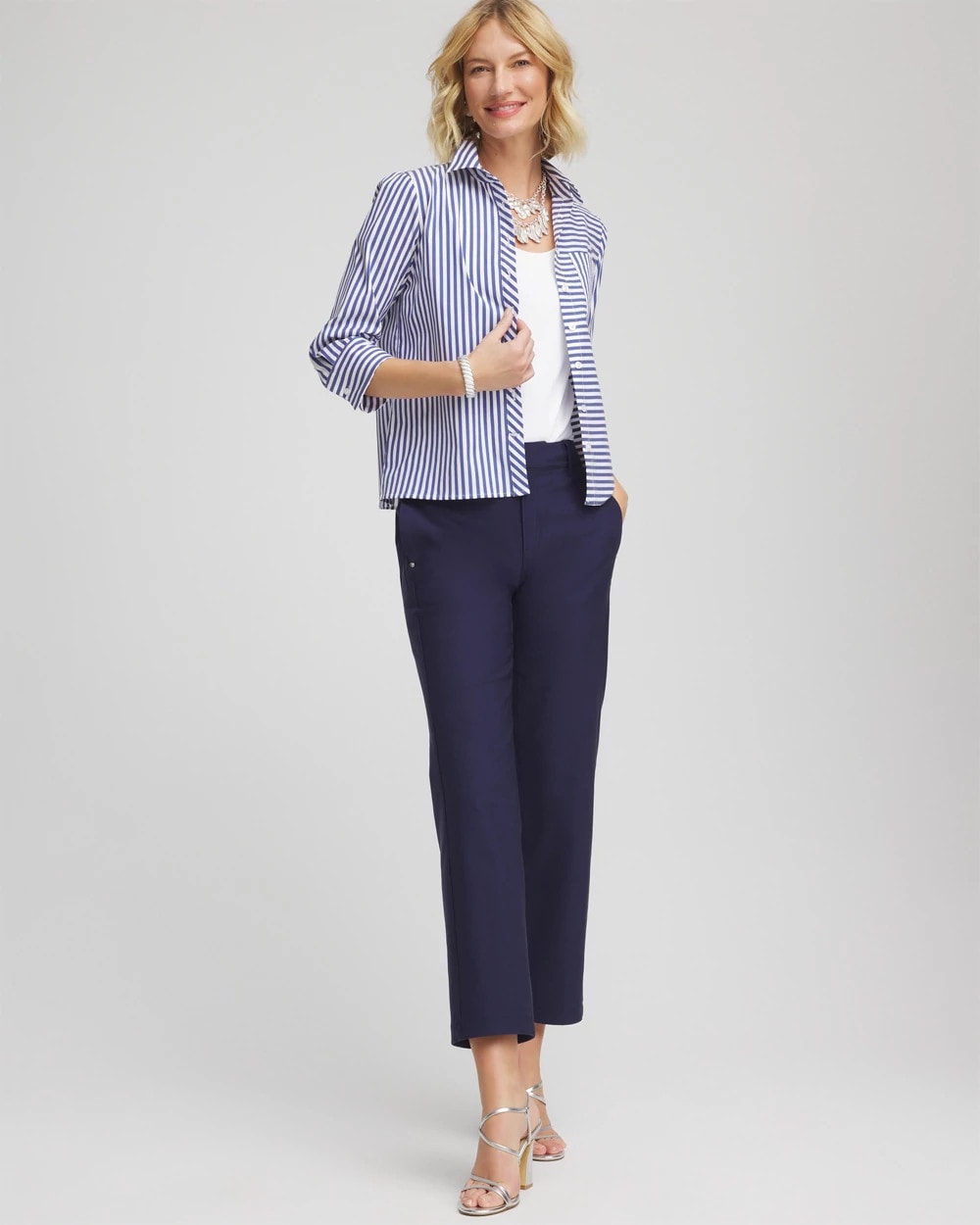 Chico's - Stripe Mixing Poplin Shirt
