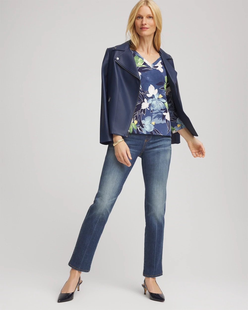 Chico's - Printed 3/4 Sleeve Perfect Tee