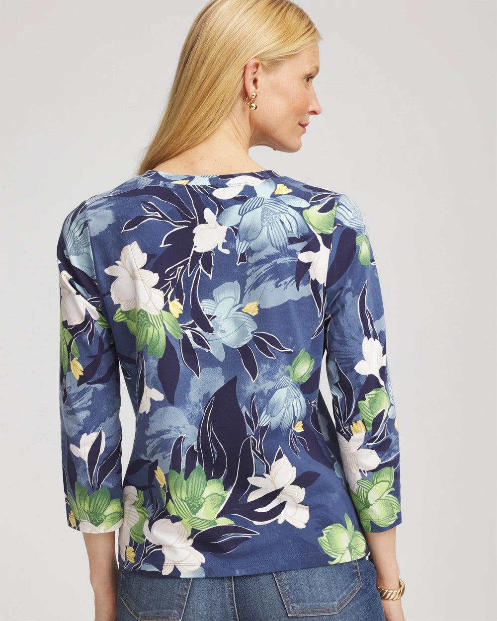 Chico's - Printed 3/4 Sleeve Perfect Tee