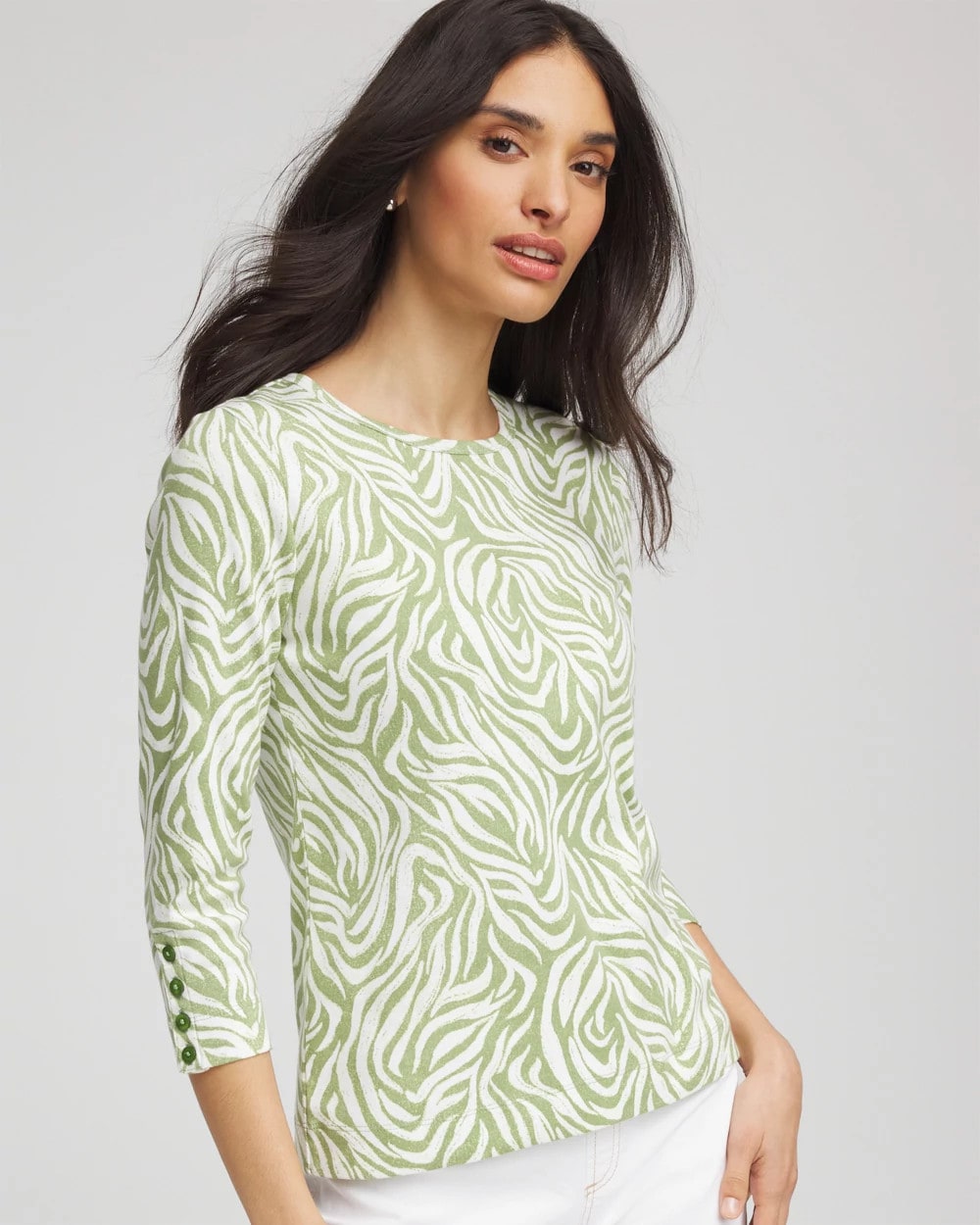Chico's - Pima Button Sleeve Tee