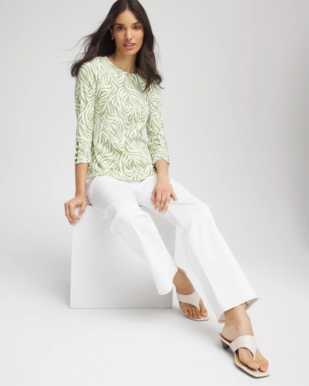 Chico's - Pima Button Sleeve Tee