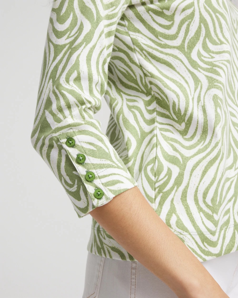 Chico's - Pima Button Sleeve Tee
