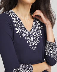 Chico's - Chic Scroll 3/4 Sleeve Perfect Tee
