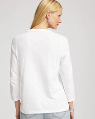 Chico's - Slub Splitneck Button Tee