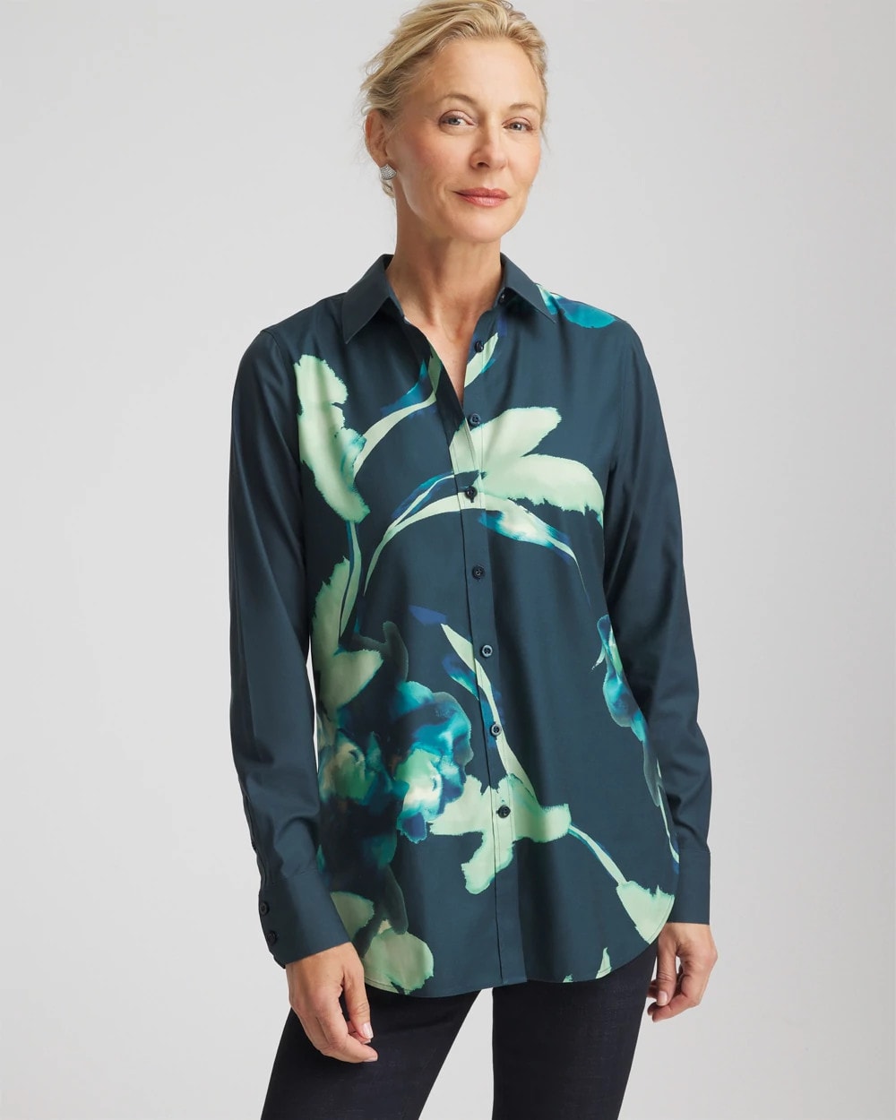 Chico's - No Iron™ Glacial Flora Sateen Shirt