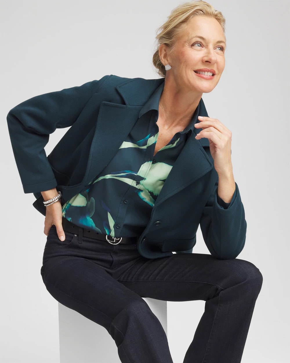 Chico's - No Iron™ Glacial Flora Sateen Shirt