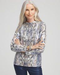 Chico's - Sequin Reptile Funnel Neck tee