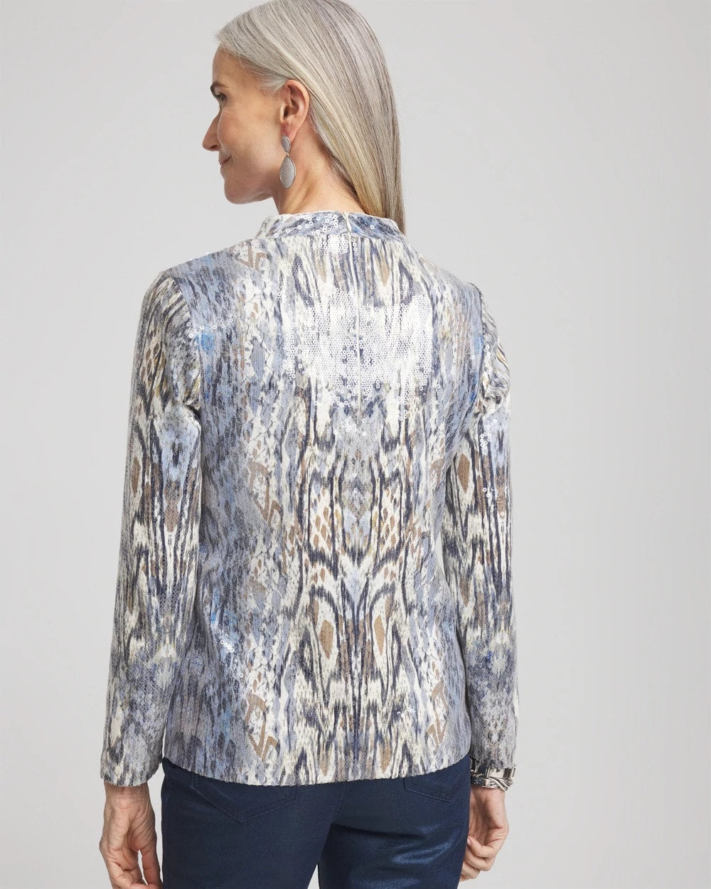 Chico's - Sequin Reptile Funnel Neck tee