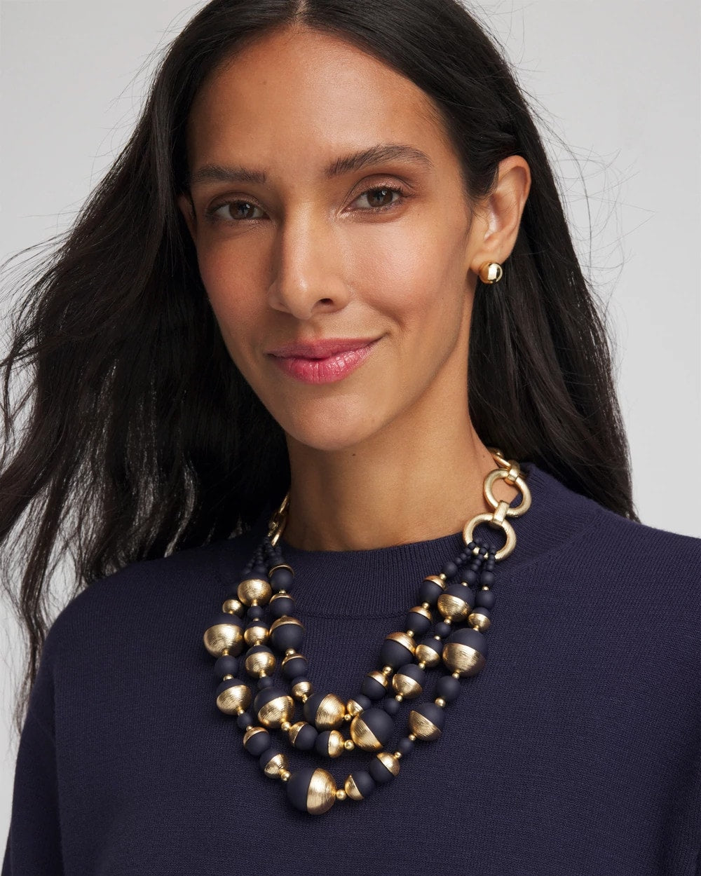 Chico's - Gold & Navy Bead Necklace