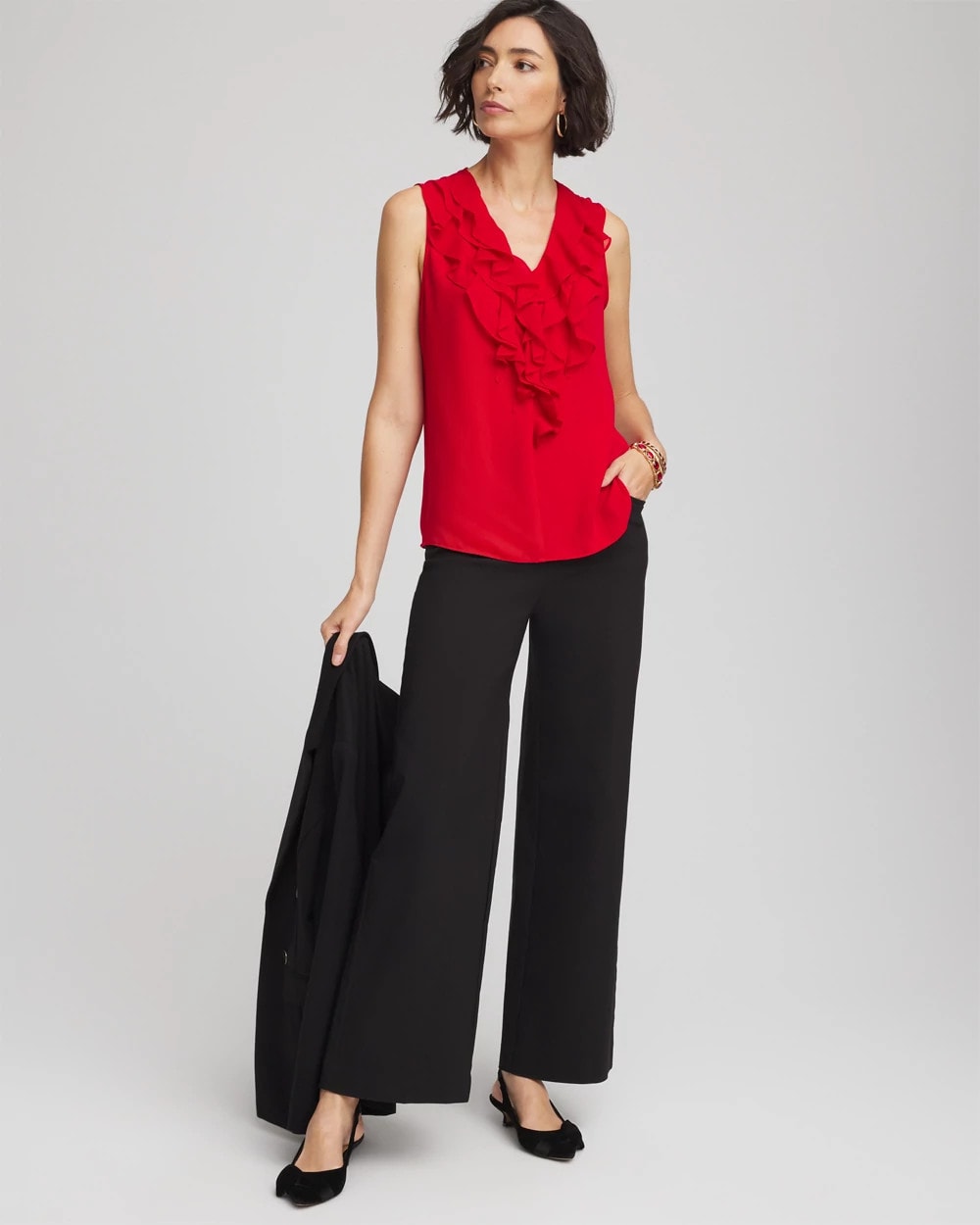 Chico's - Satin Ruffle Tank