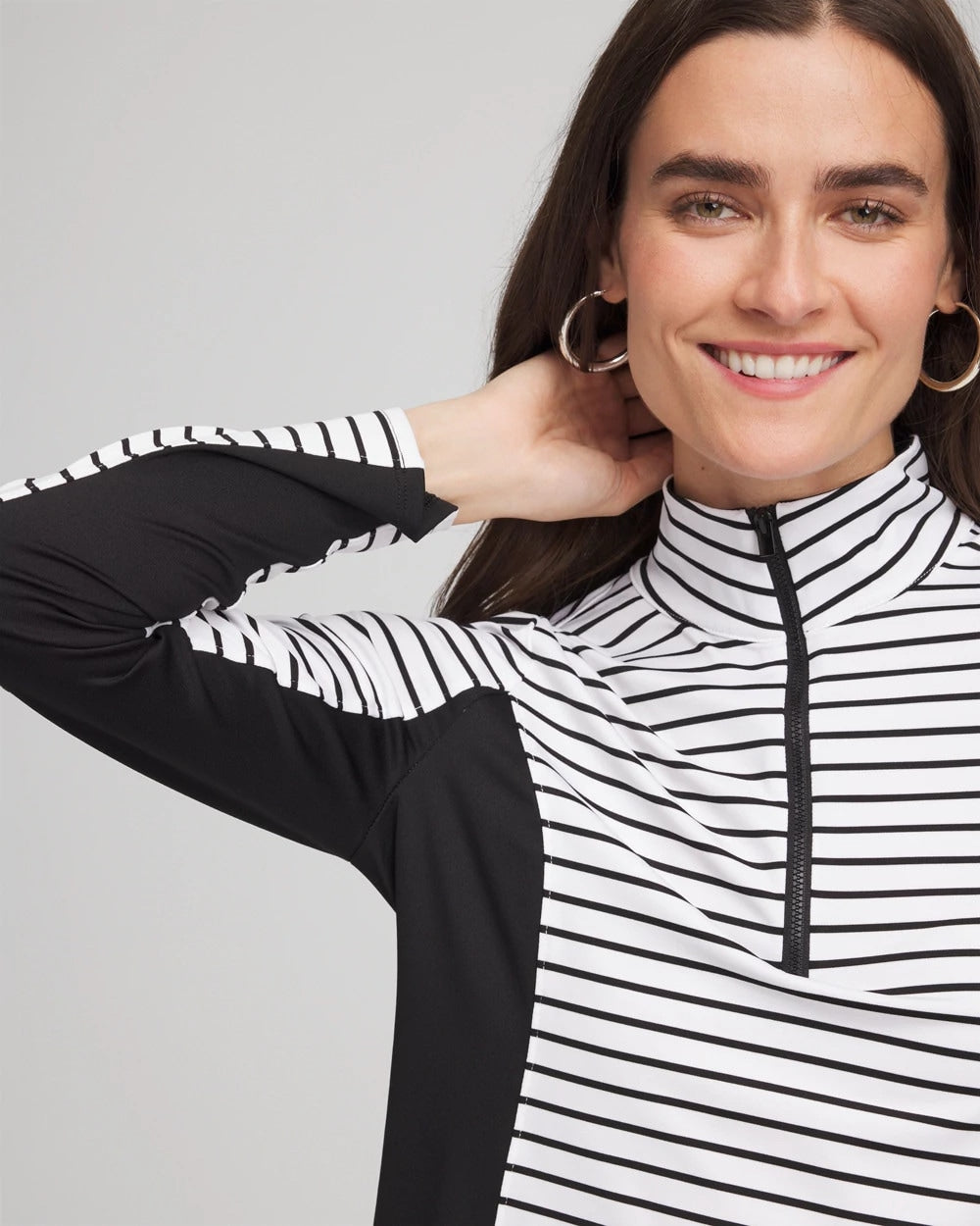 Chico's - Zenergy® UPF Striped Block Half Zip