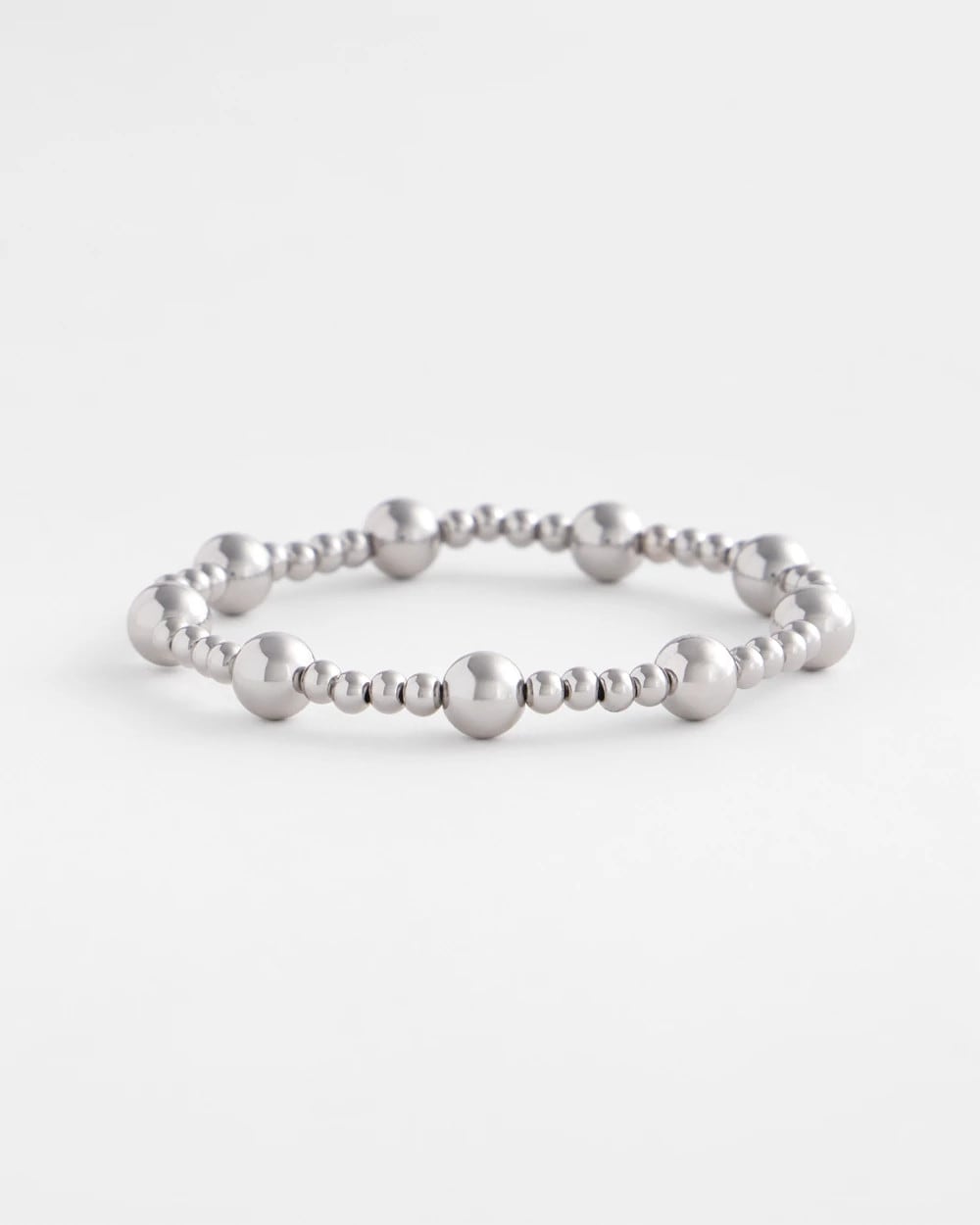 Chico's - Silver-tone Medium Bead Stretch Bracelet