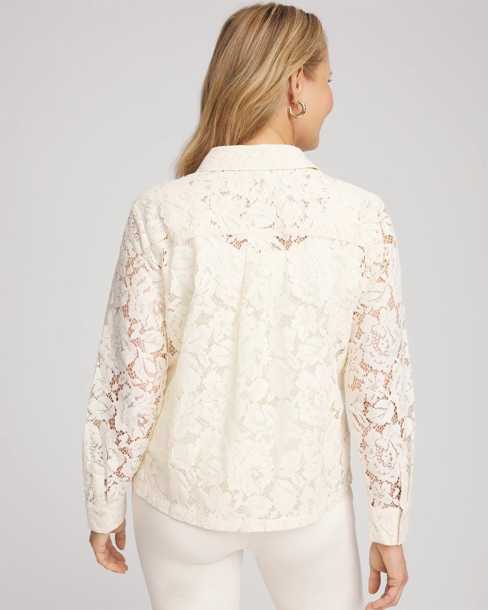 Chico's - Classic-Fit Collared Lace Shirt